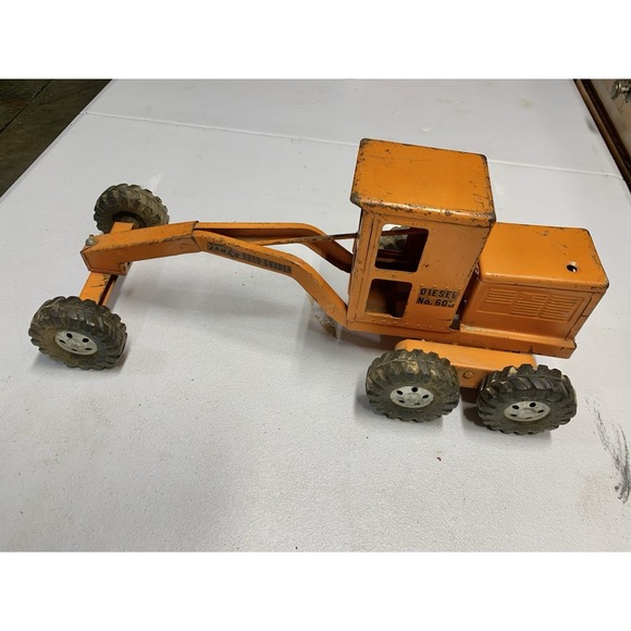 Vintage 1960 Tonka Road Grader Orange Diesel No.  600 Pressed Steel Toy‎ Set - Picture 1 of 15